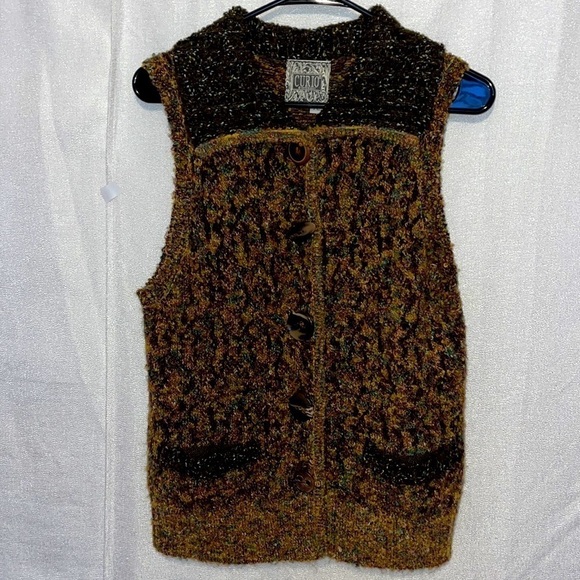 Curio vintage knit wool blend sleeveless sweater vest w/pockets boho.l retro. PL - Picture 3 of 8